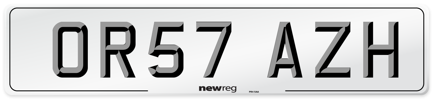 OR57 AZH Number Plate from New Reg